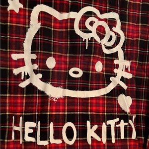 Forever 21 Red and Black Hello Kitty Plaid Flannel Shirt